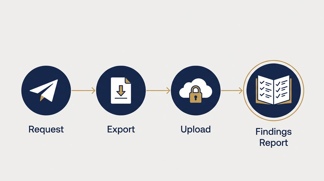 Four-step process of an independent books review from request to findings report