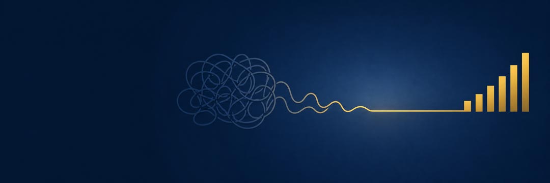 Tangled line resolving into an orderly ascending chart