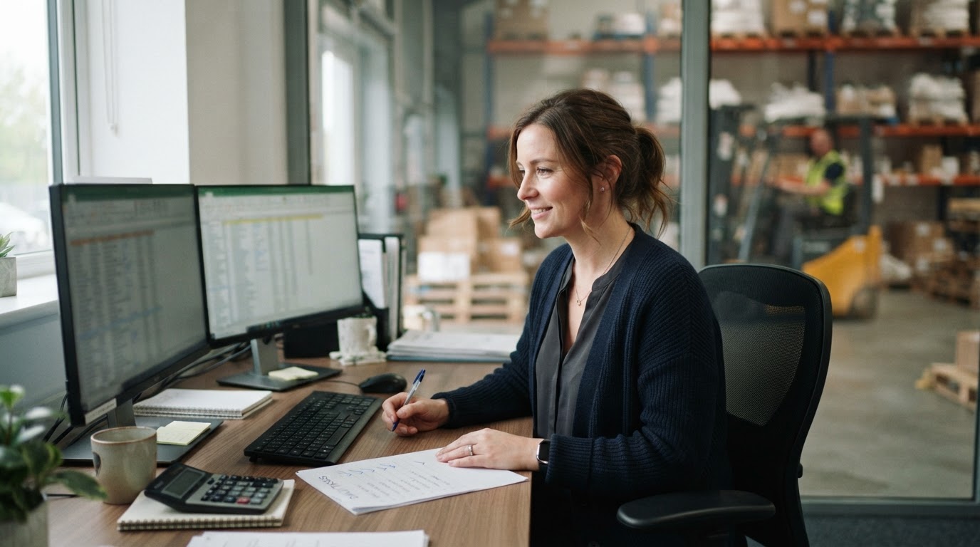 Office manager working through a payroll setup checklist for year-end W-2s