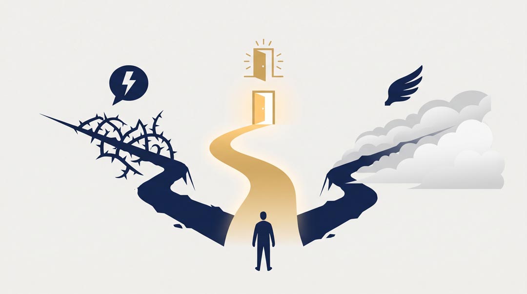 Illustration of a hidden third path between confrontation and flying blind